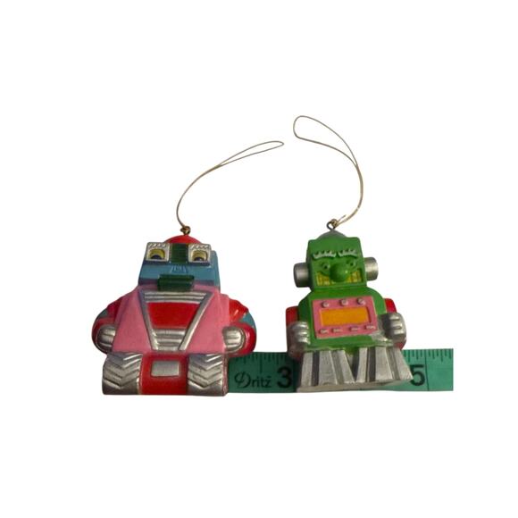 RARE Vintage 1985 Enesco Robot Hanging Ornament Style Collectible Pink & Green - Picture 6 of 7